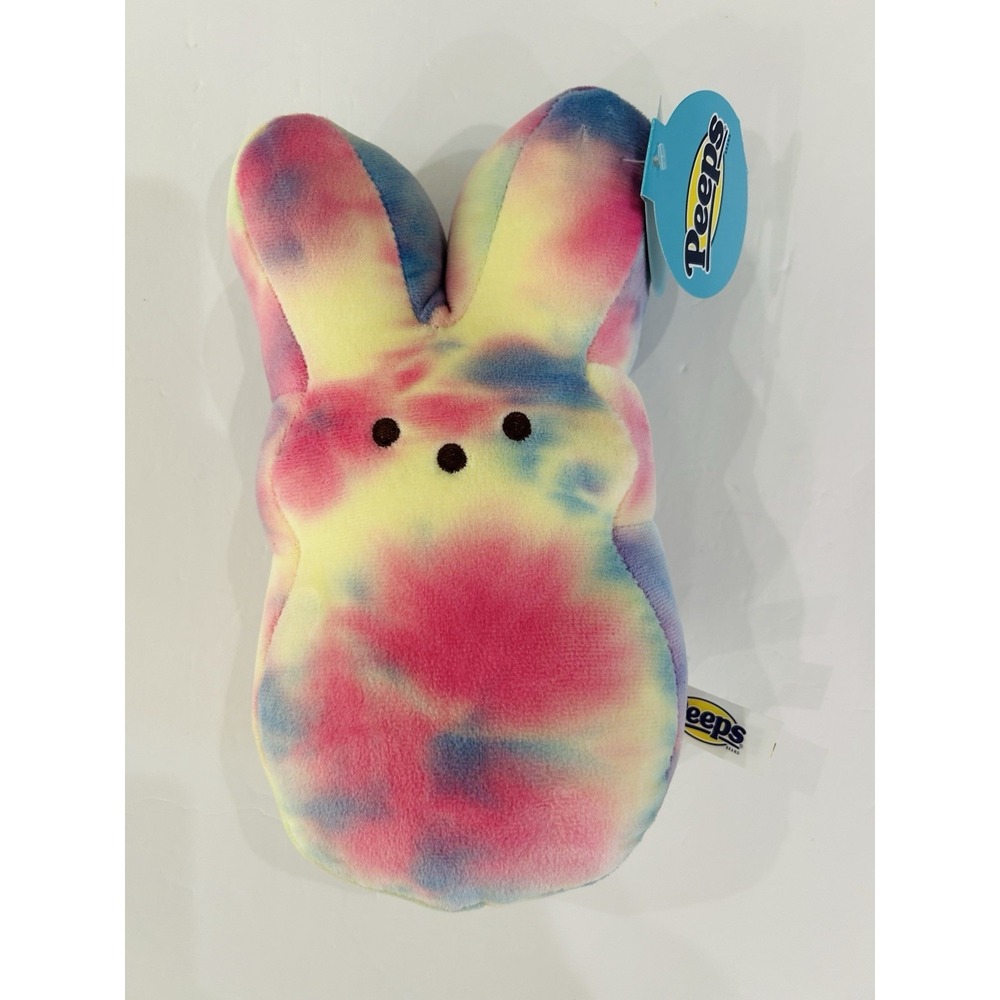 Peeps Tie-Die Pink Rainbow Bunny Plush 12" Soft Squishy Easter Collectible‎ NWT
